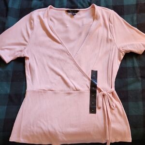 NWOT Banana Republic Light Pink Wrap Blouse